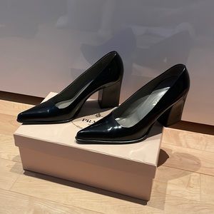 Prada leather block heels